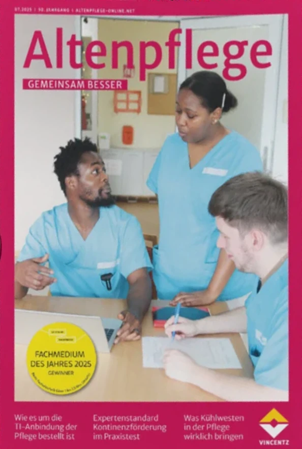 Titelseite der Fachzeitschrift „Altenpflege“, Ausgabe 07.2025